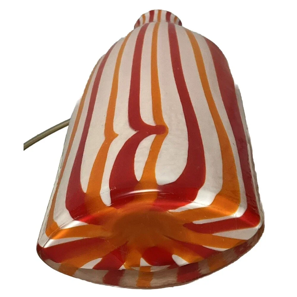 Art Glass Vase Vintage Tall Bottle Stripe White Red Orange Decorative Modern 13